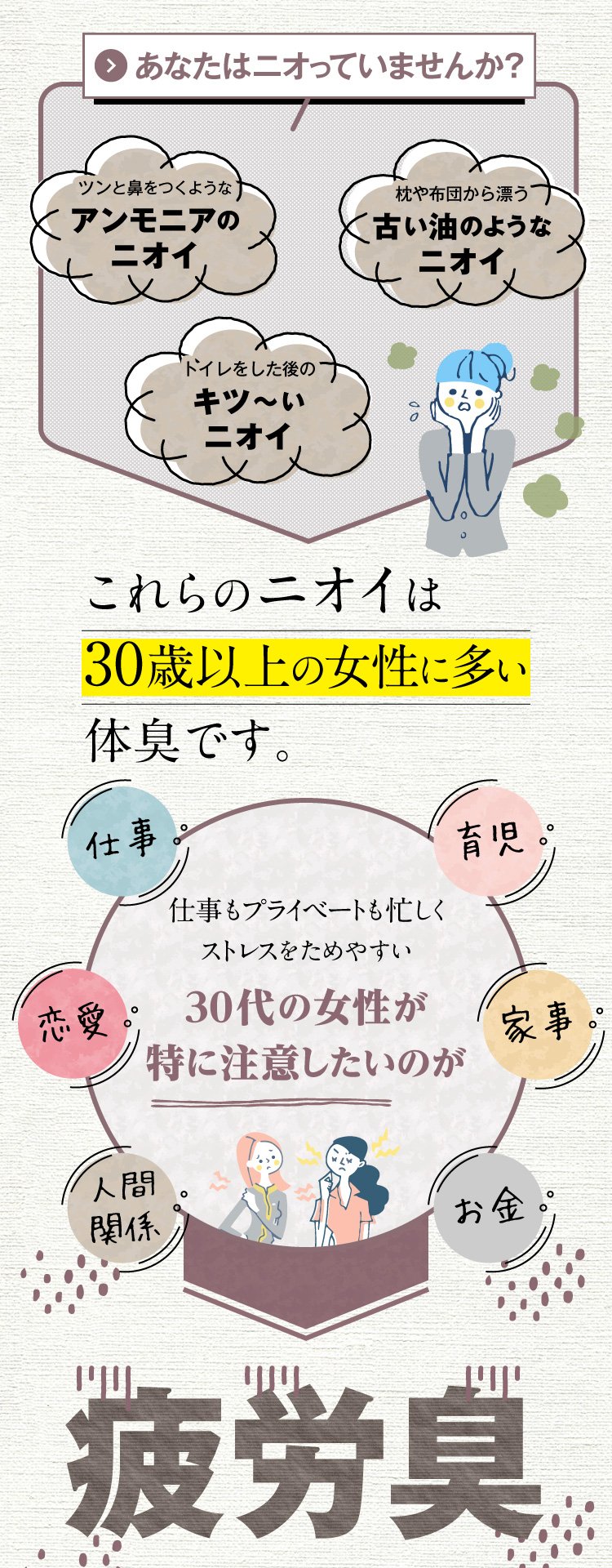 30代の女性が特に注意したいのが疲労臭